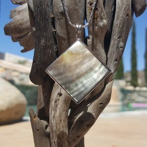 Beautiful Square Silver Necklace Rhodium Finished